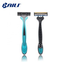 Long Rubber Handle Hair Shaving Razor High Quality Disposable Razor With Trimmer